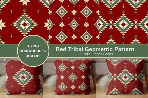 Download Red Tribal Geometric Pattern - Premium Bundle