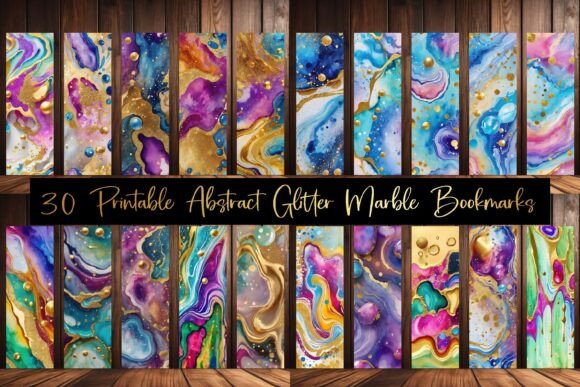 Download 30 Abstract Glitter Marble Bookmarks - Premium Bundle