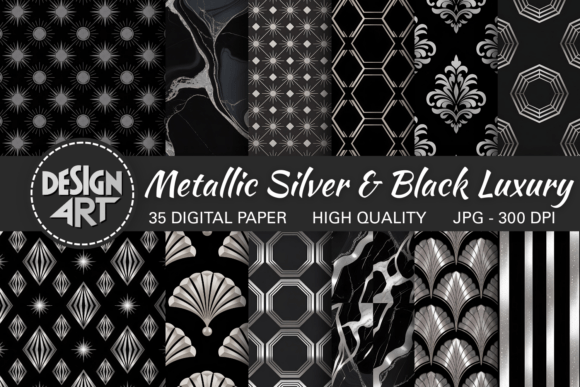 Download Metallic Silver &amp; Black Luxury Pattern - Luxury pattern Collection